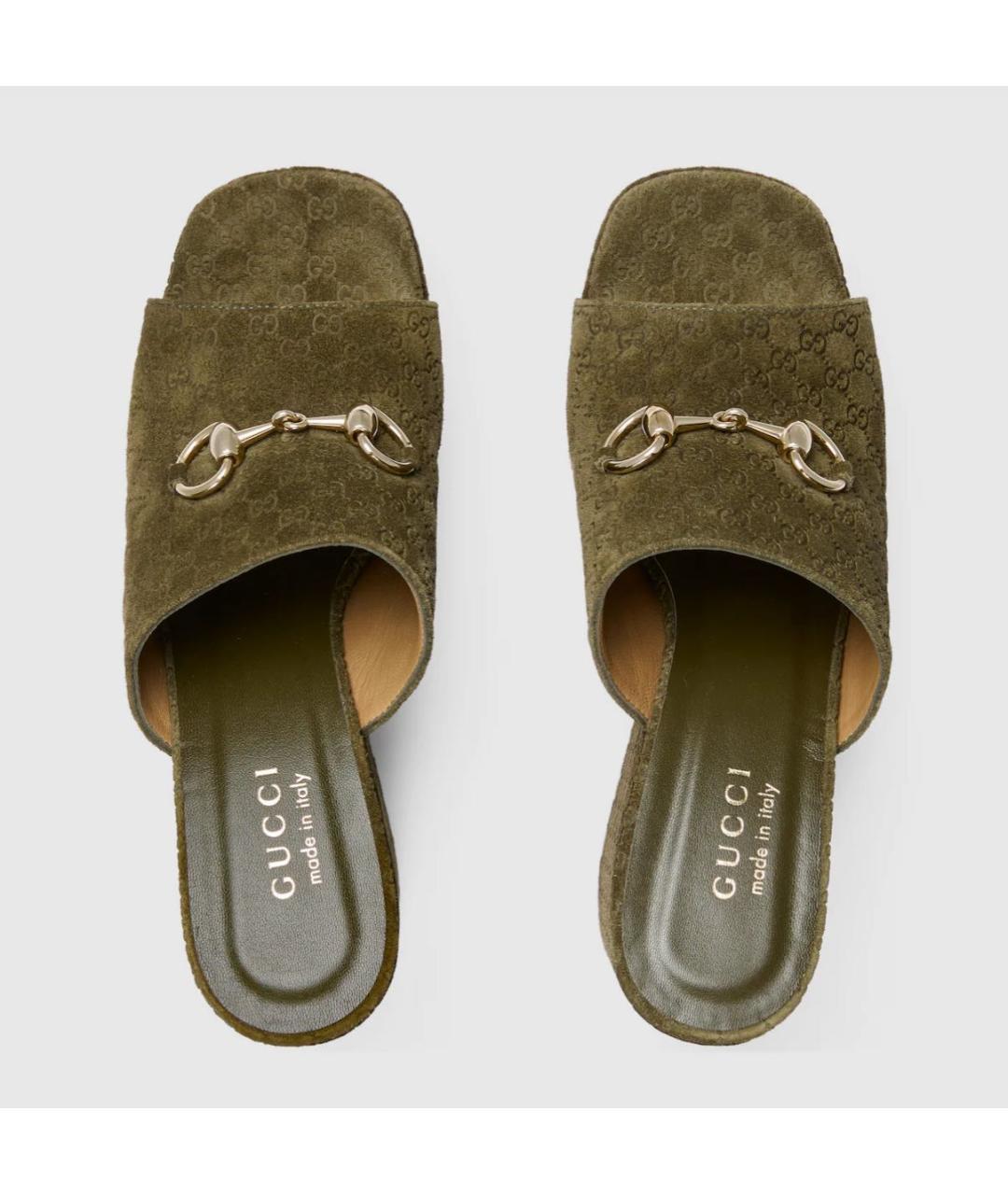 GUCCI Хаки сандалии, фото 4