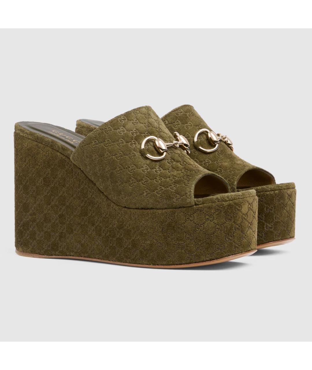 GUCCI Хаки сандалии, фото 2