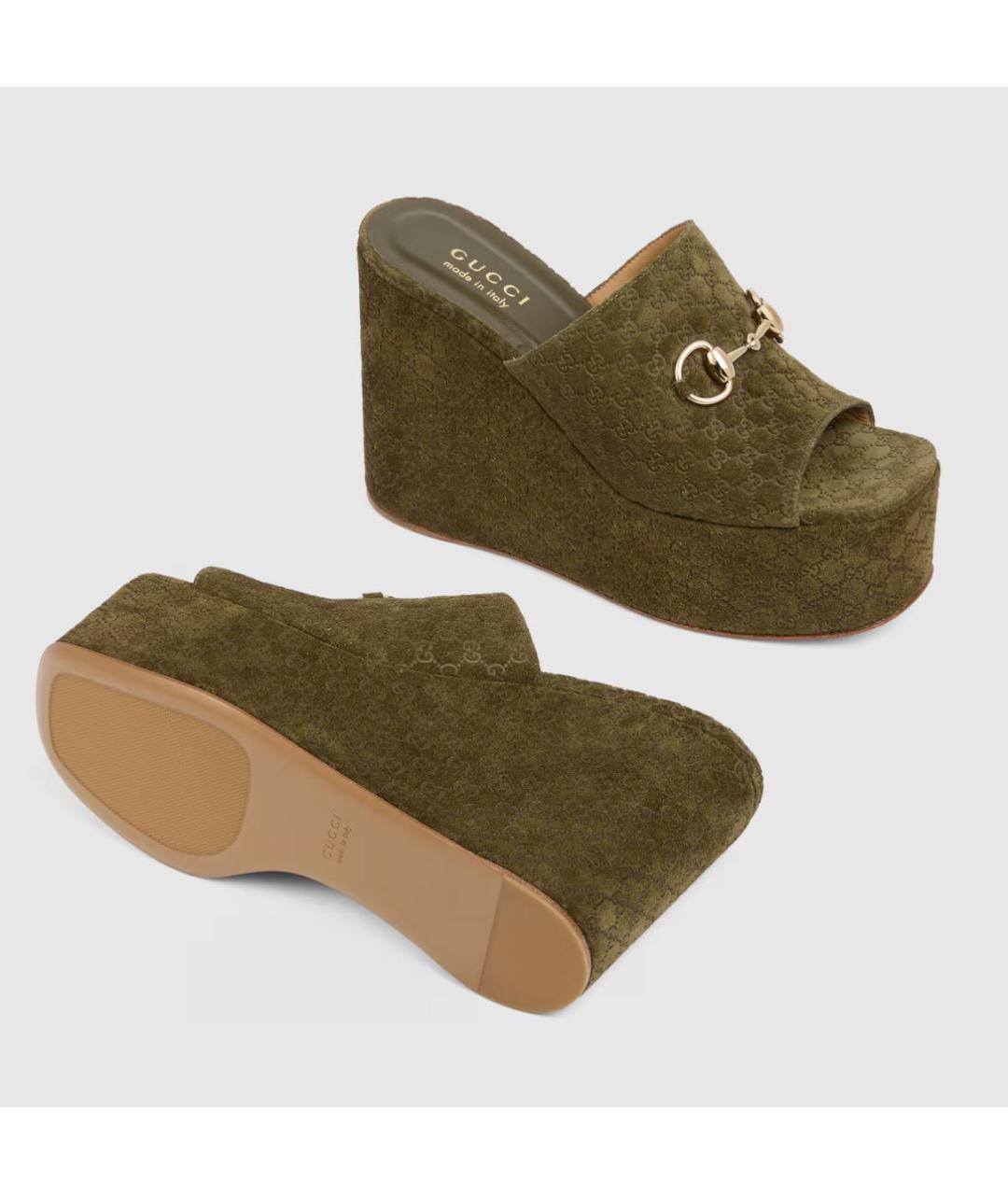 GUCCI Хаки сандалии, фото 5