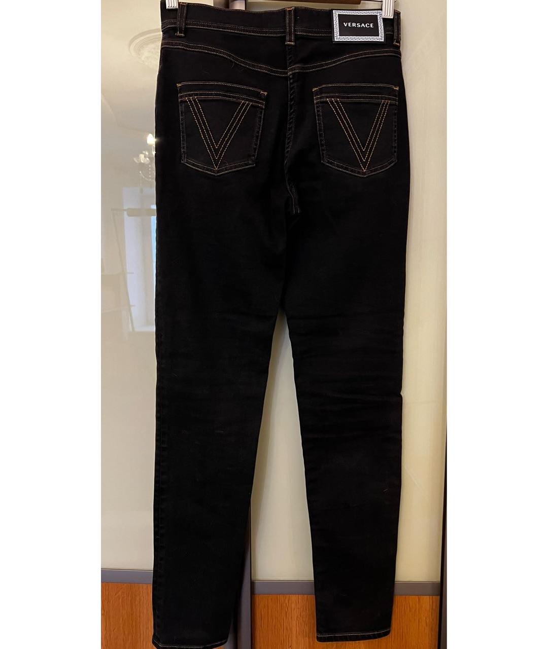 VERSACE Темно-синие хлопко-эластановые джинсы слим, фото 2