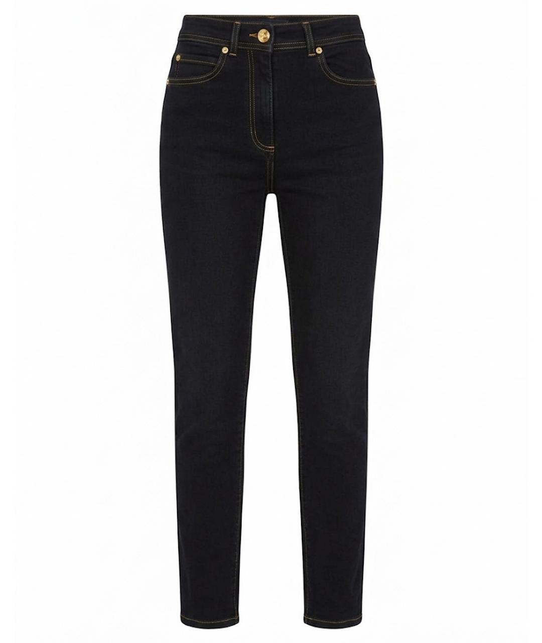 VERSACE Темно-синие хлопко-эластановые джинсы слим, фото 1