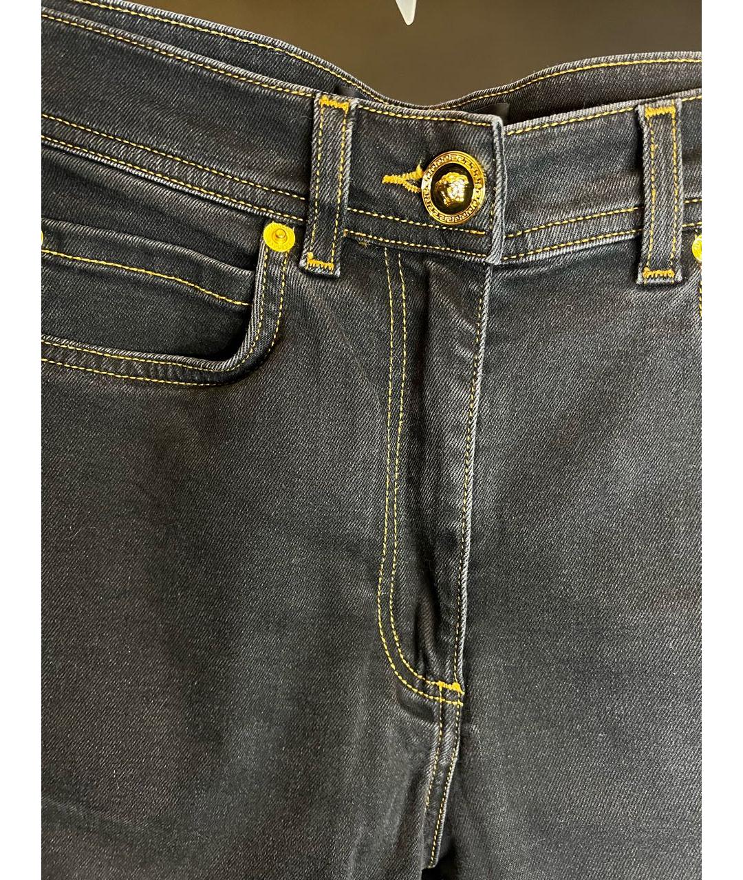 VERSACE Темно-синие хлопко-эластановые джинсы слим, фото 4