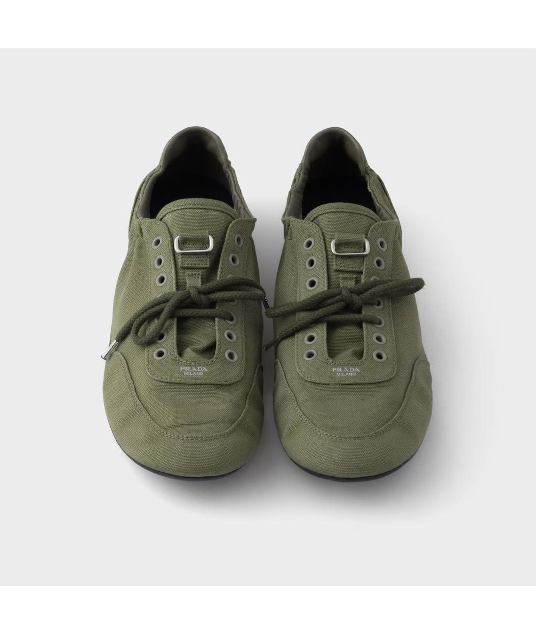 PRADA Хаки низкие кроссовки / кеды, фото 4