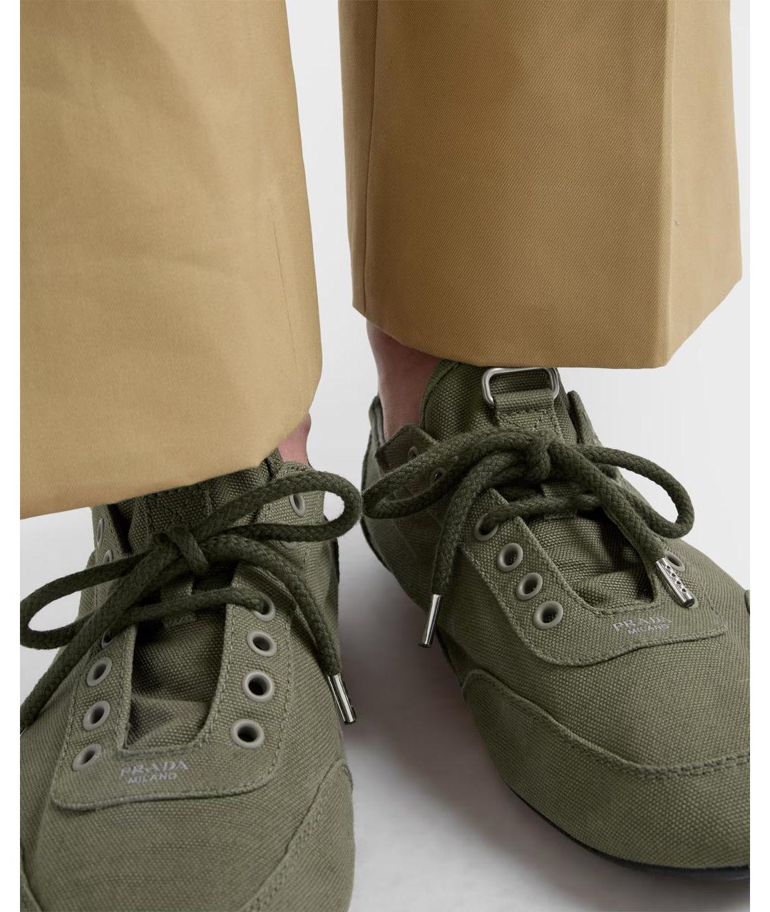 PRADA Хаки низкие кроссовки / кеды, фото 7