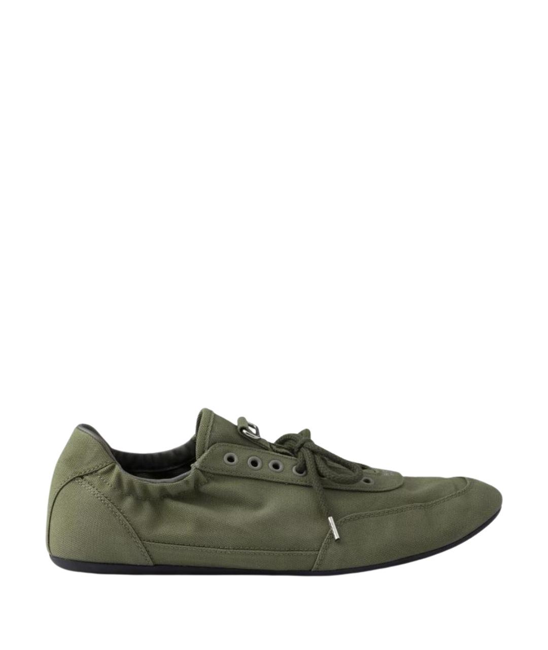 PRADA Хаки низкие кроссовки / кеды, фото 1