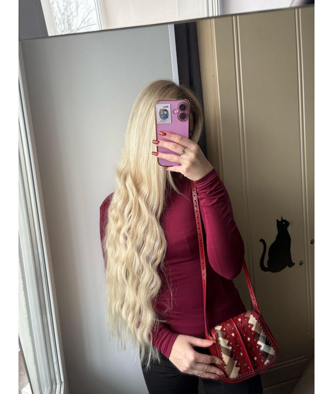 BURBERRY Бордовая сумка через плечо из лакированной кожи, фото 5