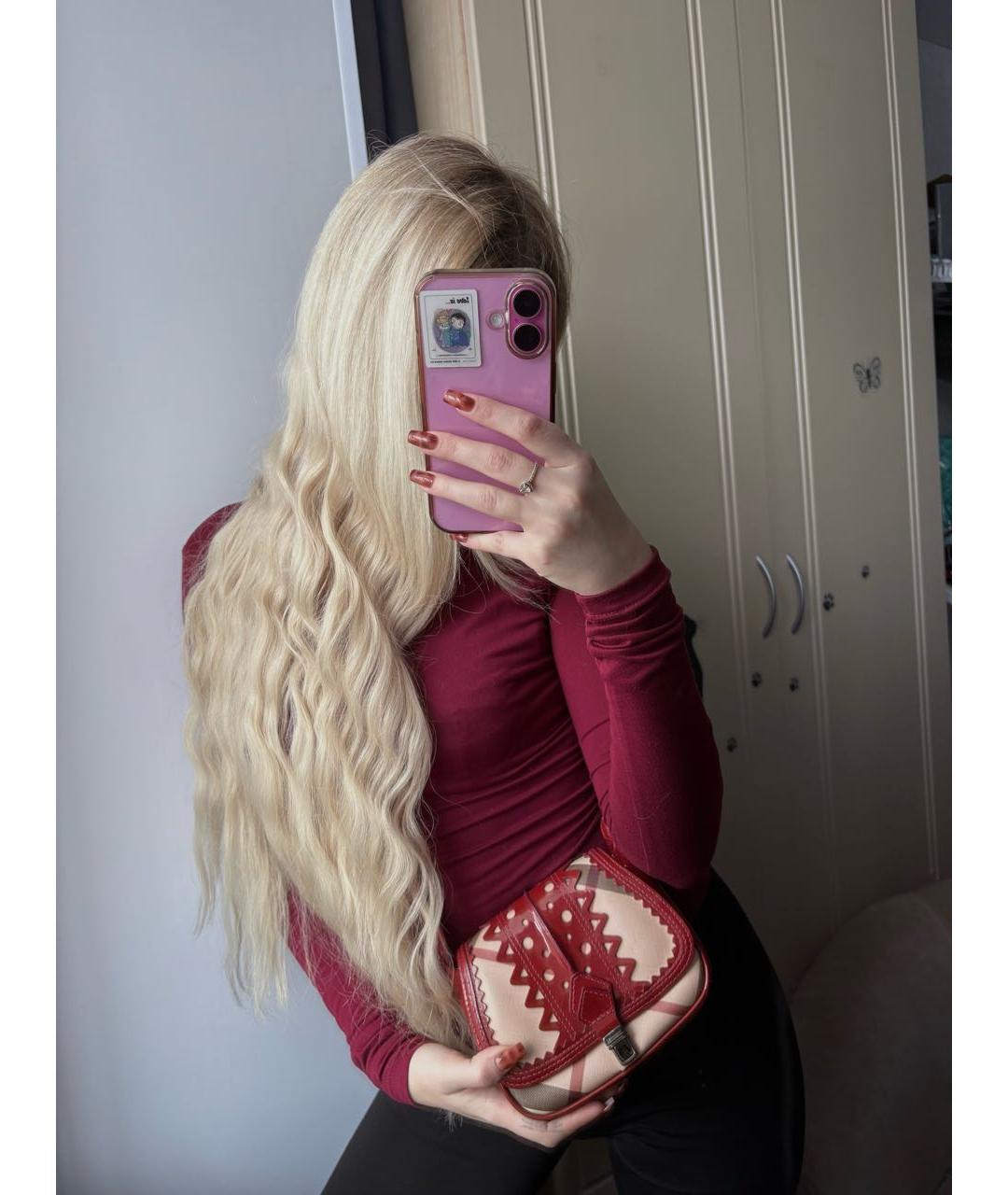 BURBERRY Бордовая сумка через плечо из лакированной кожи, фото 3