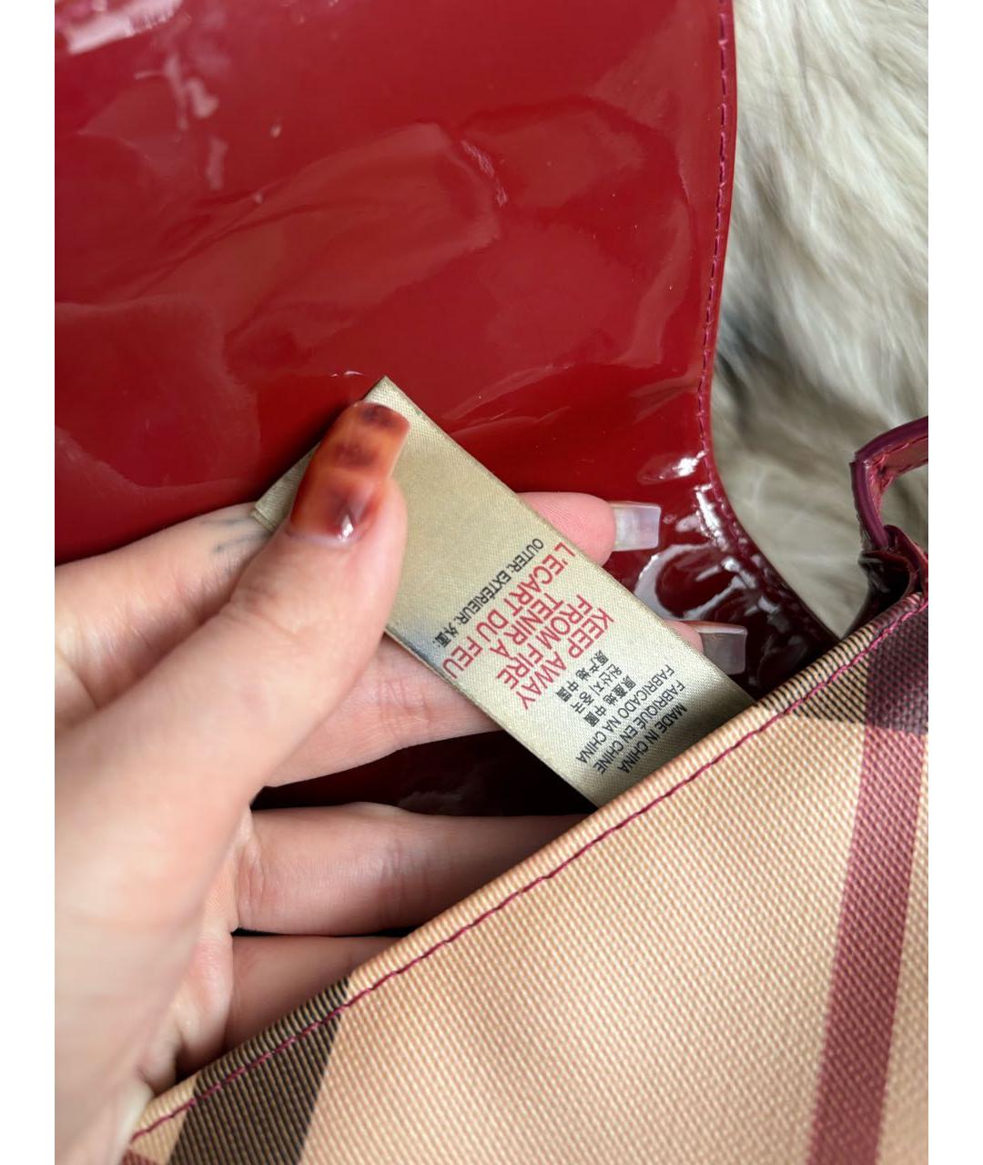 BURBERRY Бордовая сумка через плечо из лакированной кожи, фото 6