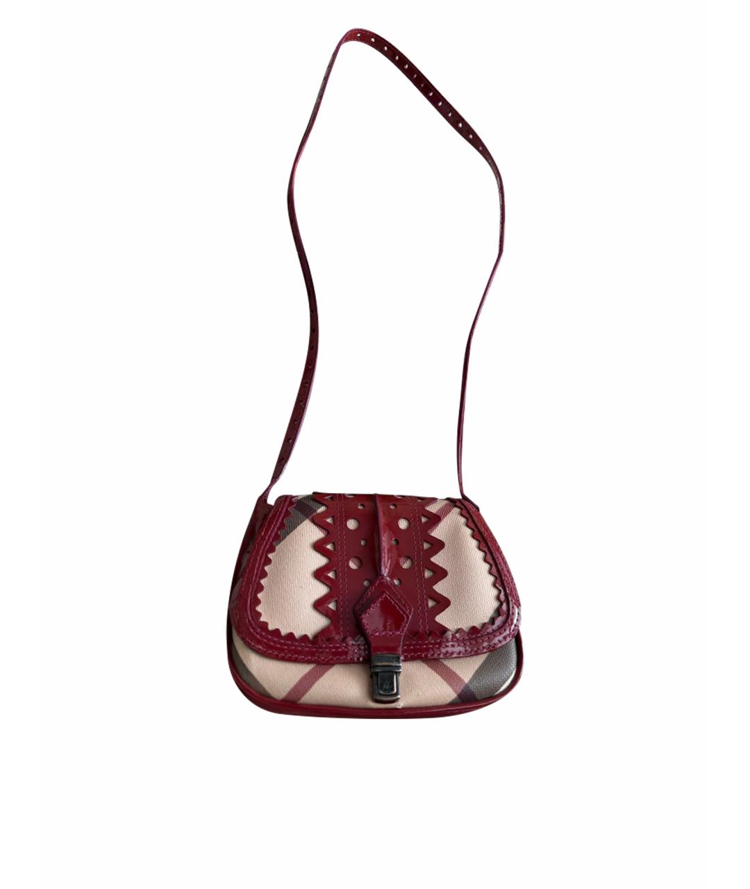 BURBERRY Бордовая сумка через плечо из лакированной кожи, фото 1