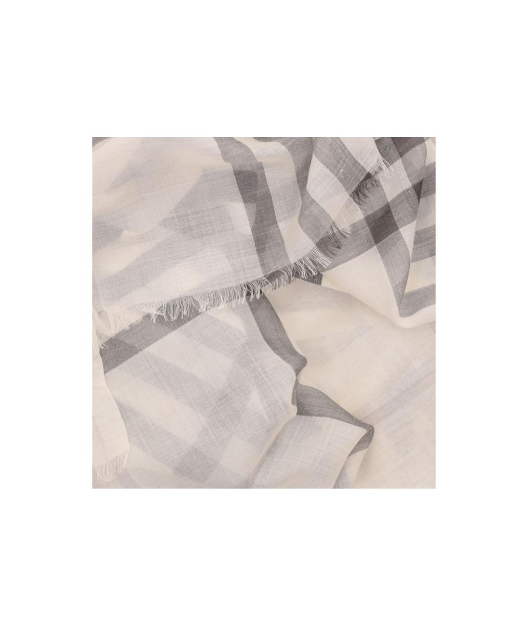 BURBERRY Серый шелковый шарф, фото 4