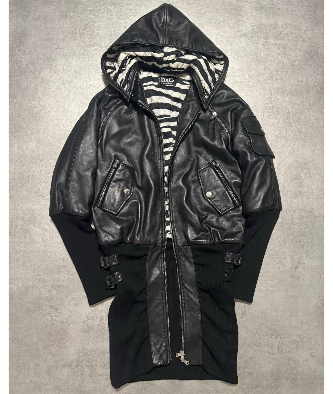 DOLCE&GABBANA Черный кожаный тренч/плащ, фото 3