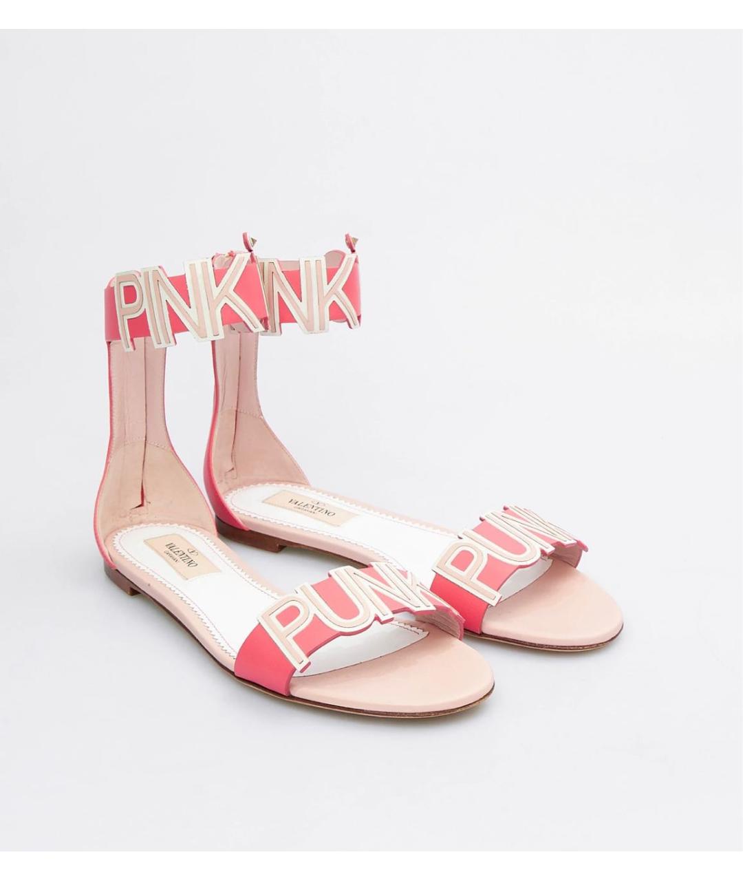 VALENTINO Розовые кожаные сандалии, фото 2