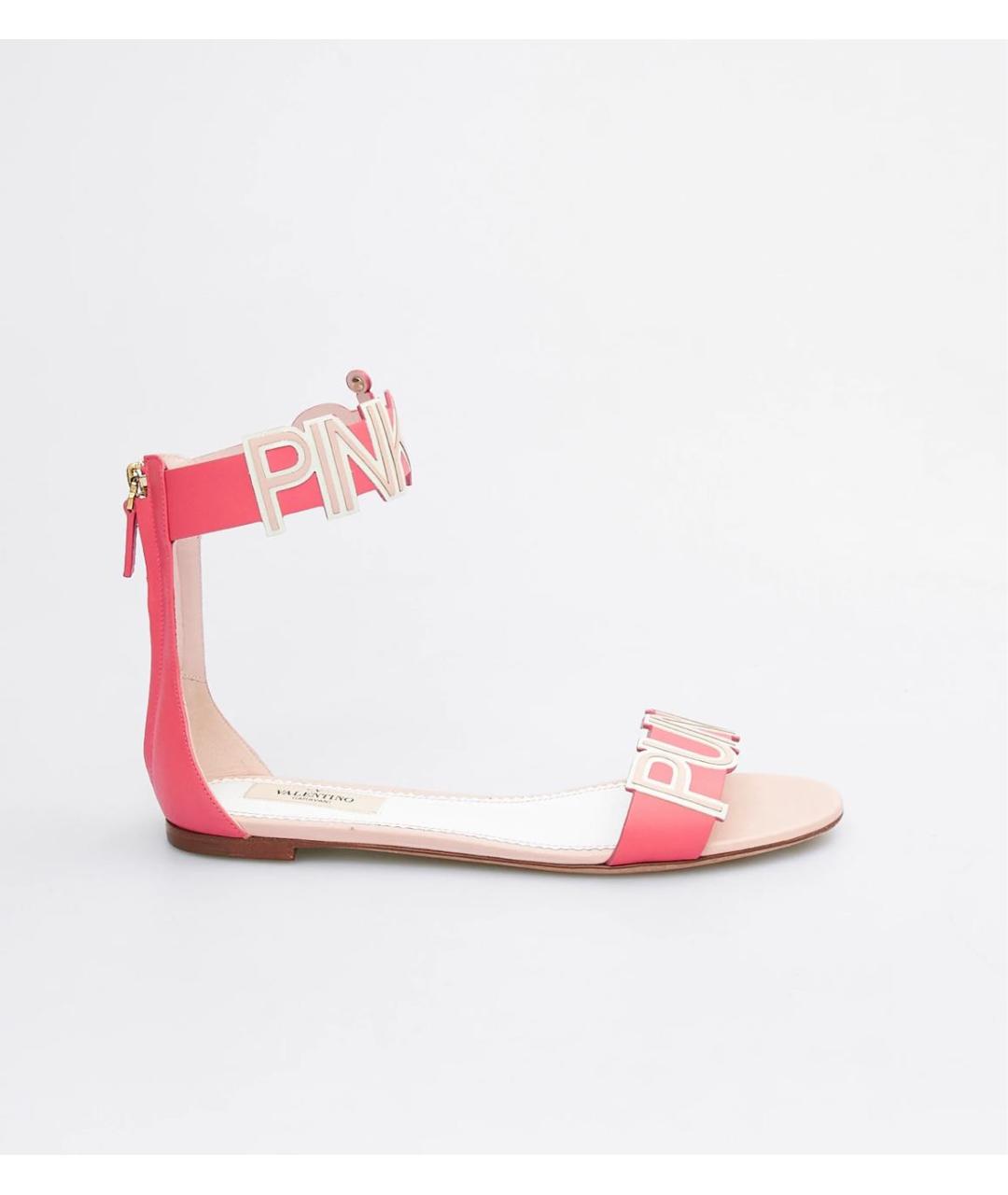 VALENTINO Розовые кожаные сандалии, фото 5