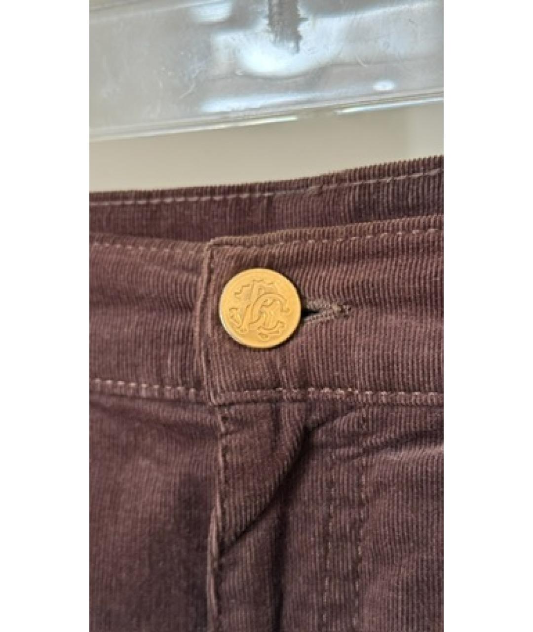 ROBERTO CAVALLI Коричневые бархатные брюки широкие, фото 4
