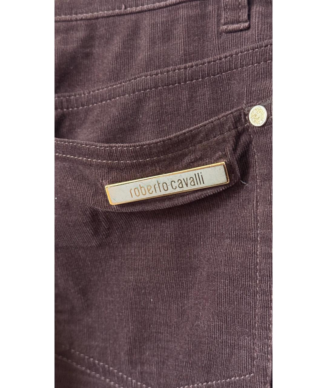 ROBERTO CAVALLI Коричневые бархатные брюки широкие, фото 3