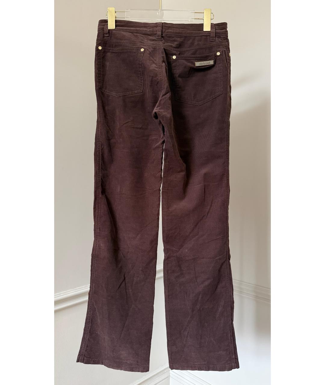 ROBERTO CAVALLI Коричневые бархатные брюки широкие, фото 2