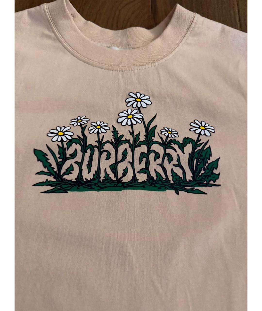 BURBERRY Бежевая хлопковая футболка, фото 3