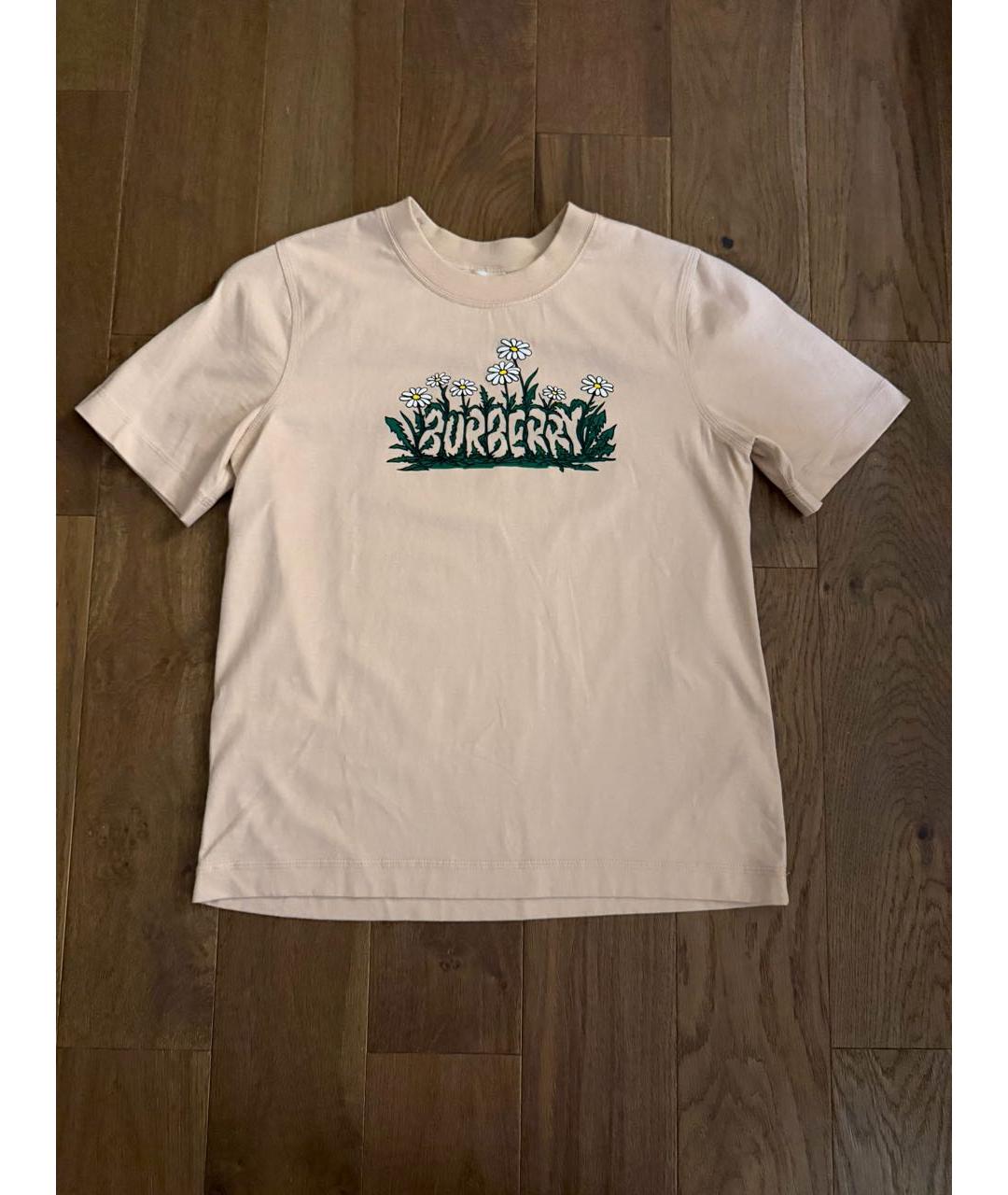 BURBERRY Бежевая хлопковая футболка, фото 8