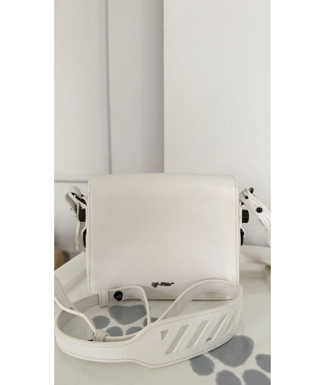 OFF-WHITE Белая кожаная сумка через плечо, фото 3