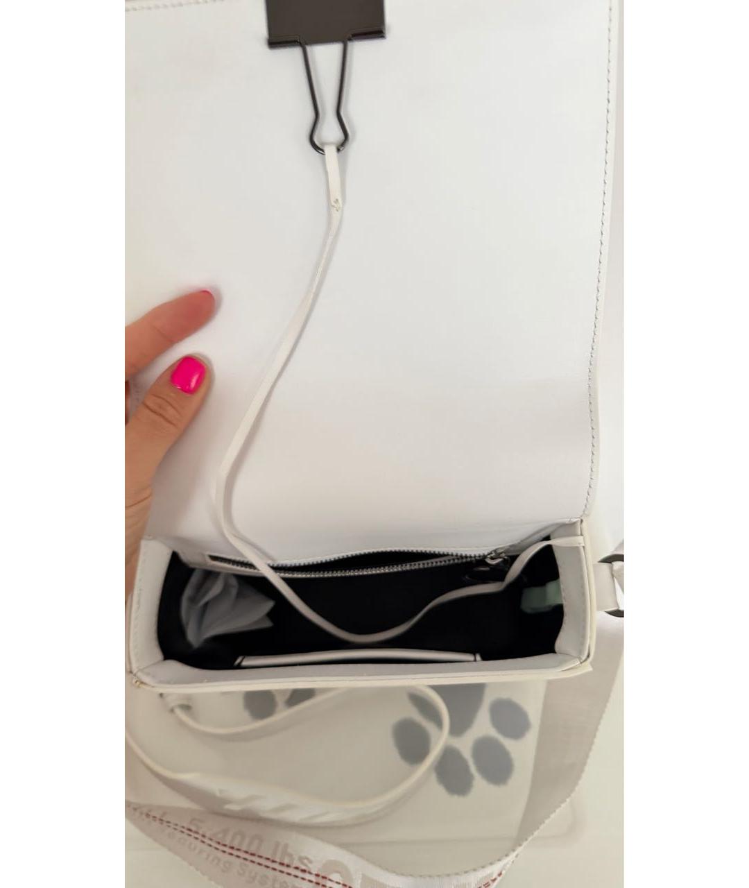 OFF-WHITE Белая кожаная сумка через плечо, фото 4