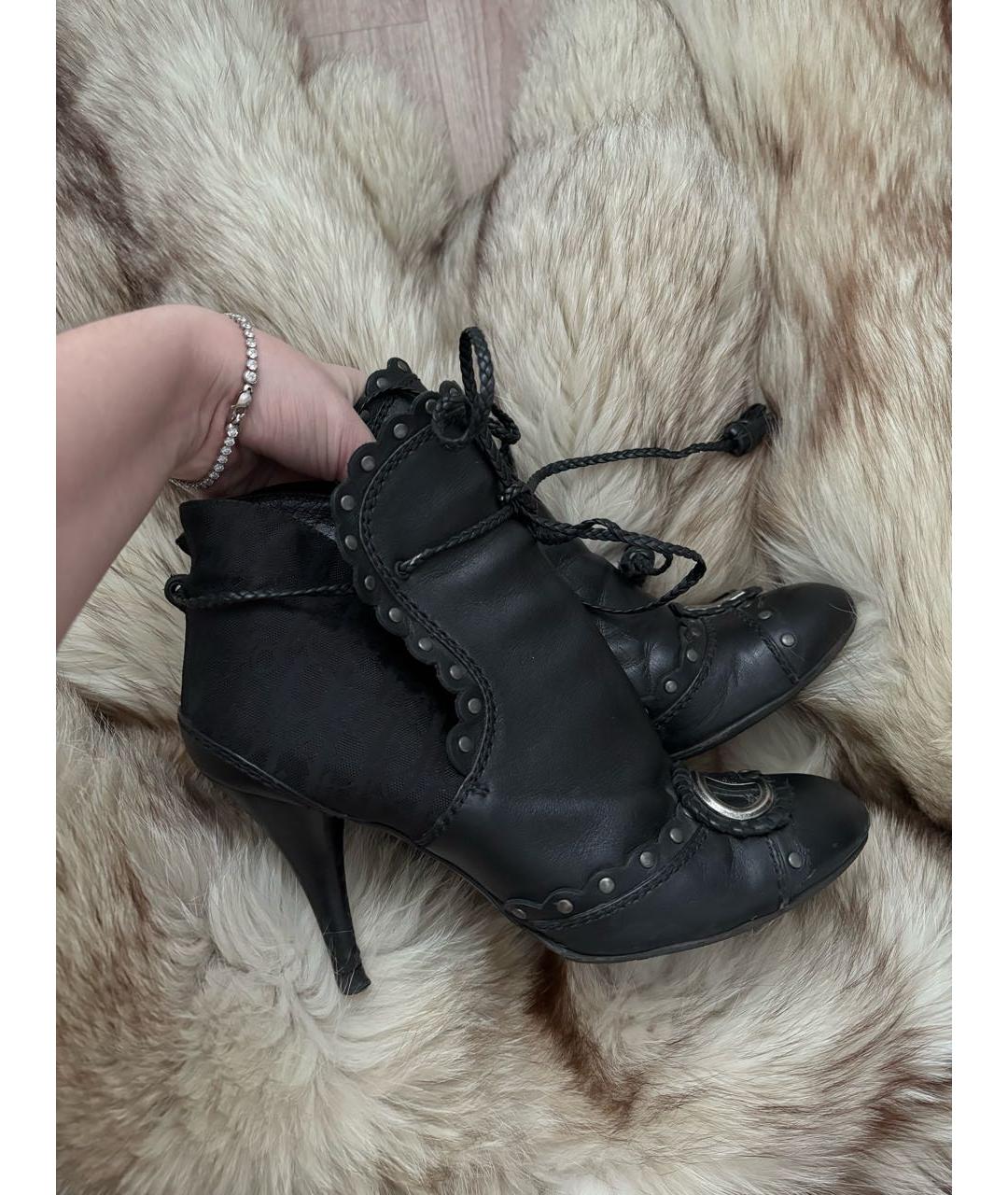 CHRISTIAN DIOR Черные текстильные ботильоны, фото 6