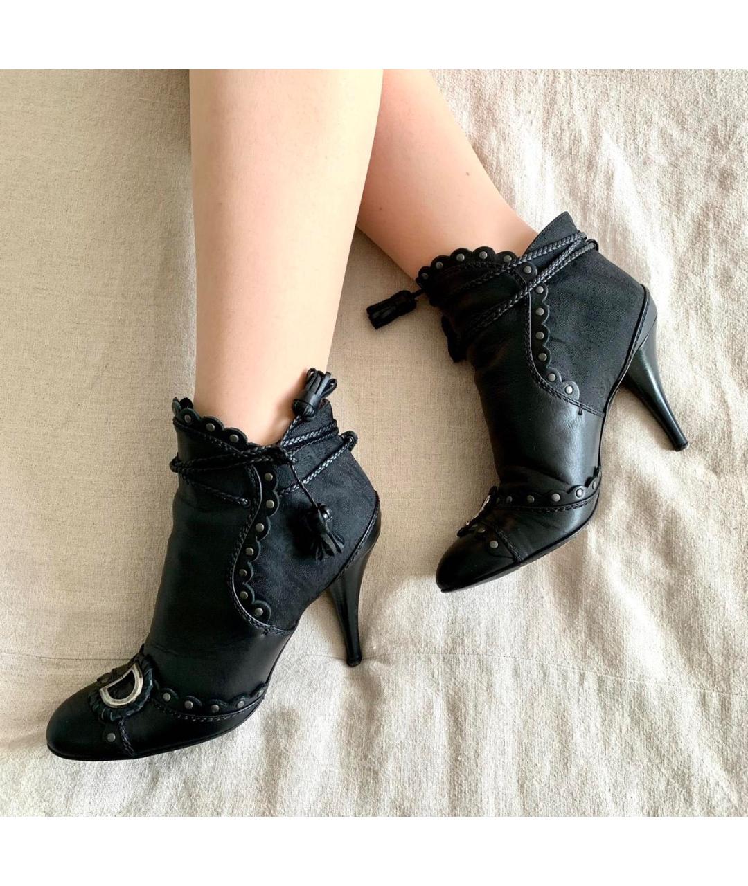 CHRISTIAN DIOR Черные текстильные ботильоны, фото 7