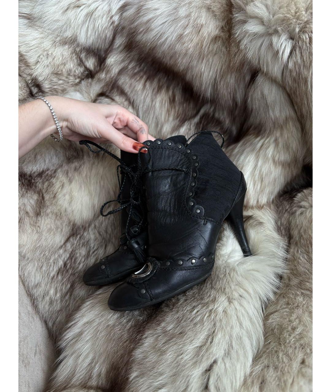 CHRISTIAN DIOR Черные текстильные ботильоны, фото 2