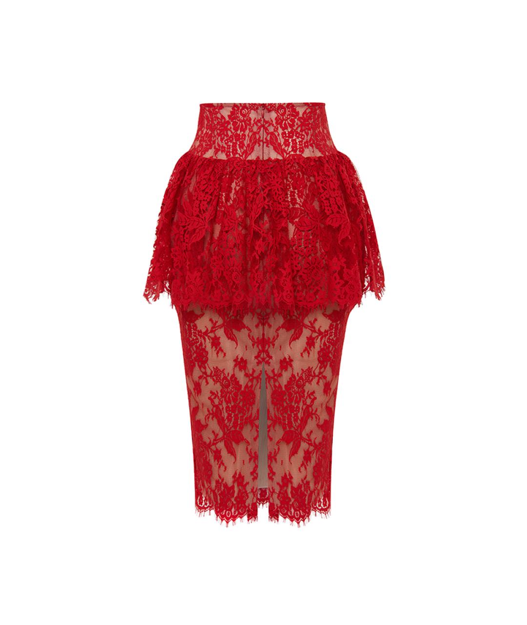 RASARIO Красная кружевная юбка миди, фото 4