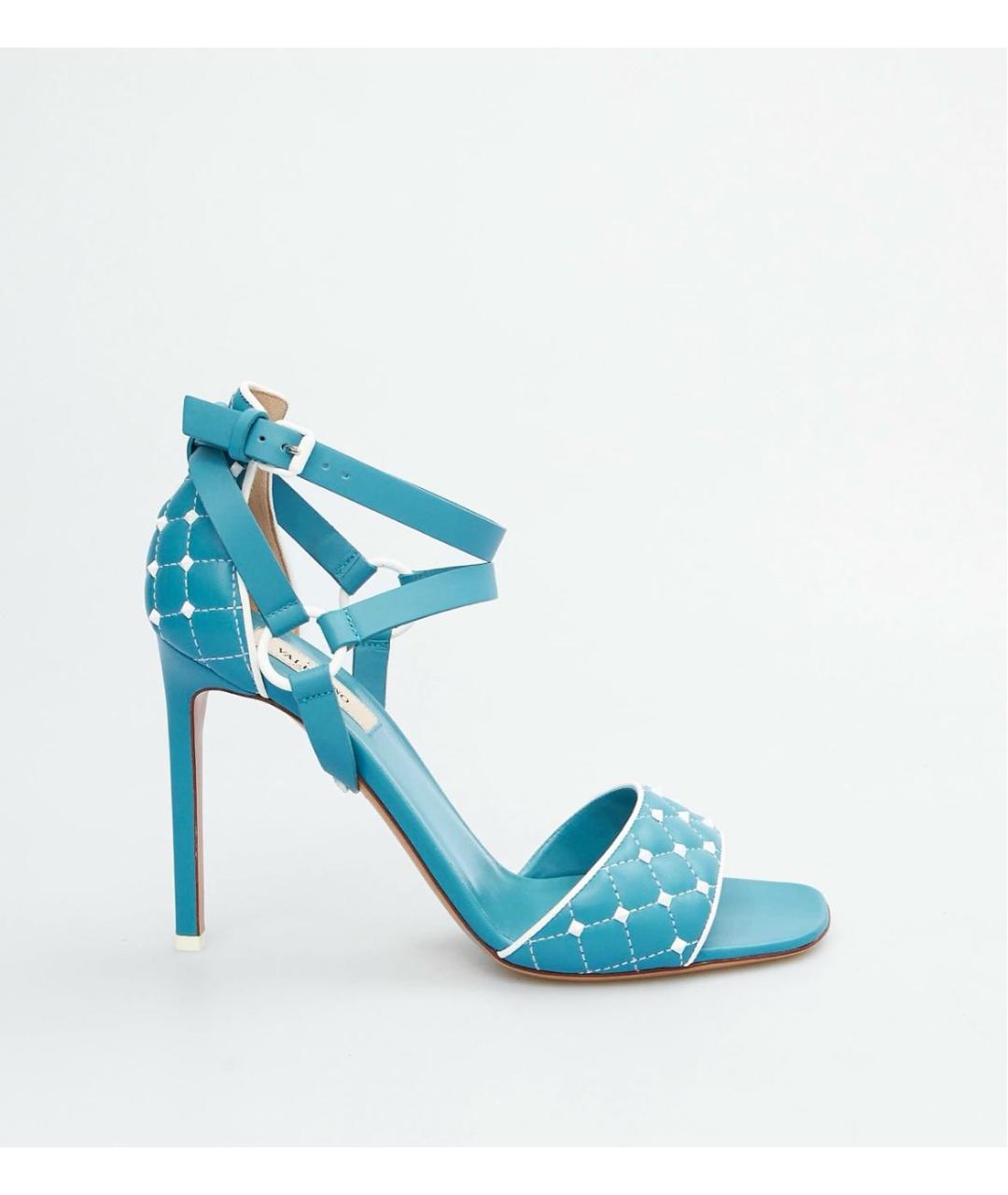 VALENTINO Голубые кожаные босоножки, фото 5