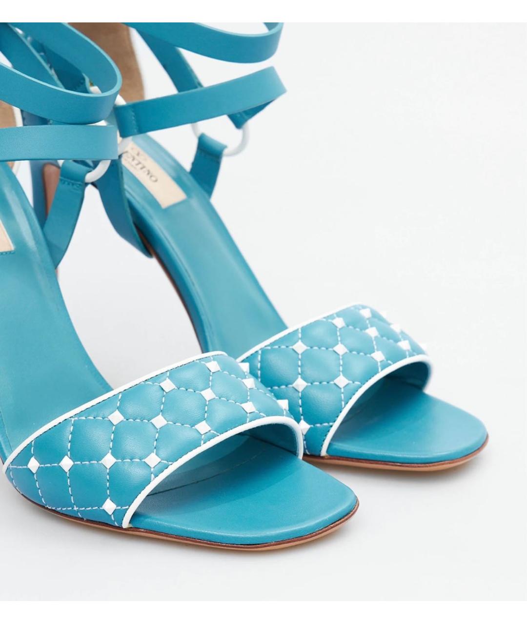 VALENTINO Голубые кожаные босоножки, фото 3
