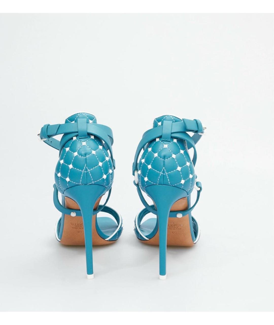 VALENTINO Голубые кожаные босоножки, фото 4