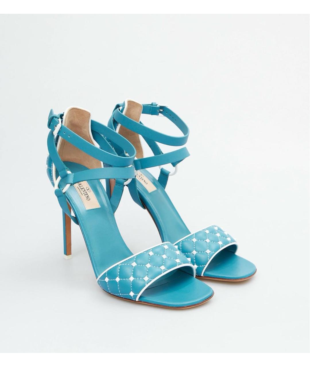 VALENTINO Голубые кожаные босоножки, фото 2