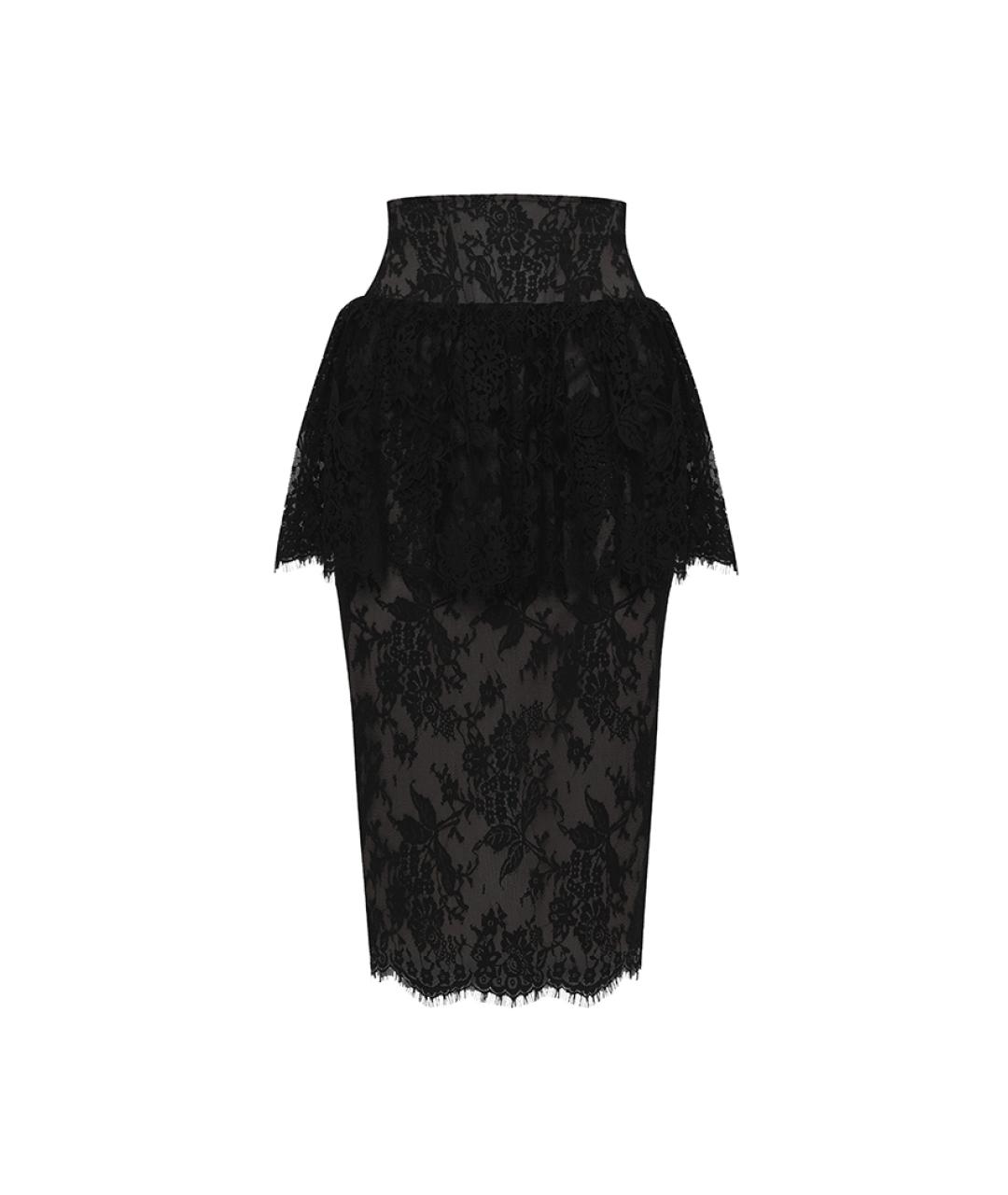 RASARIO Черная кружевная юбка миди, фото 1
