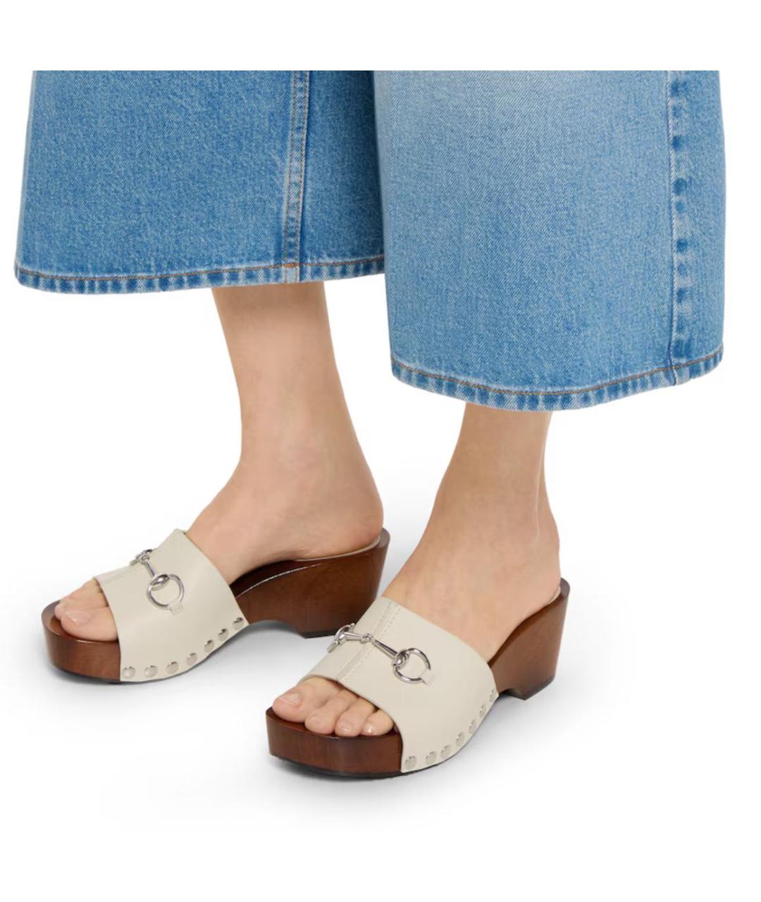 GUCCI Бежевые сабо, фото 3