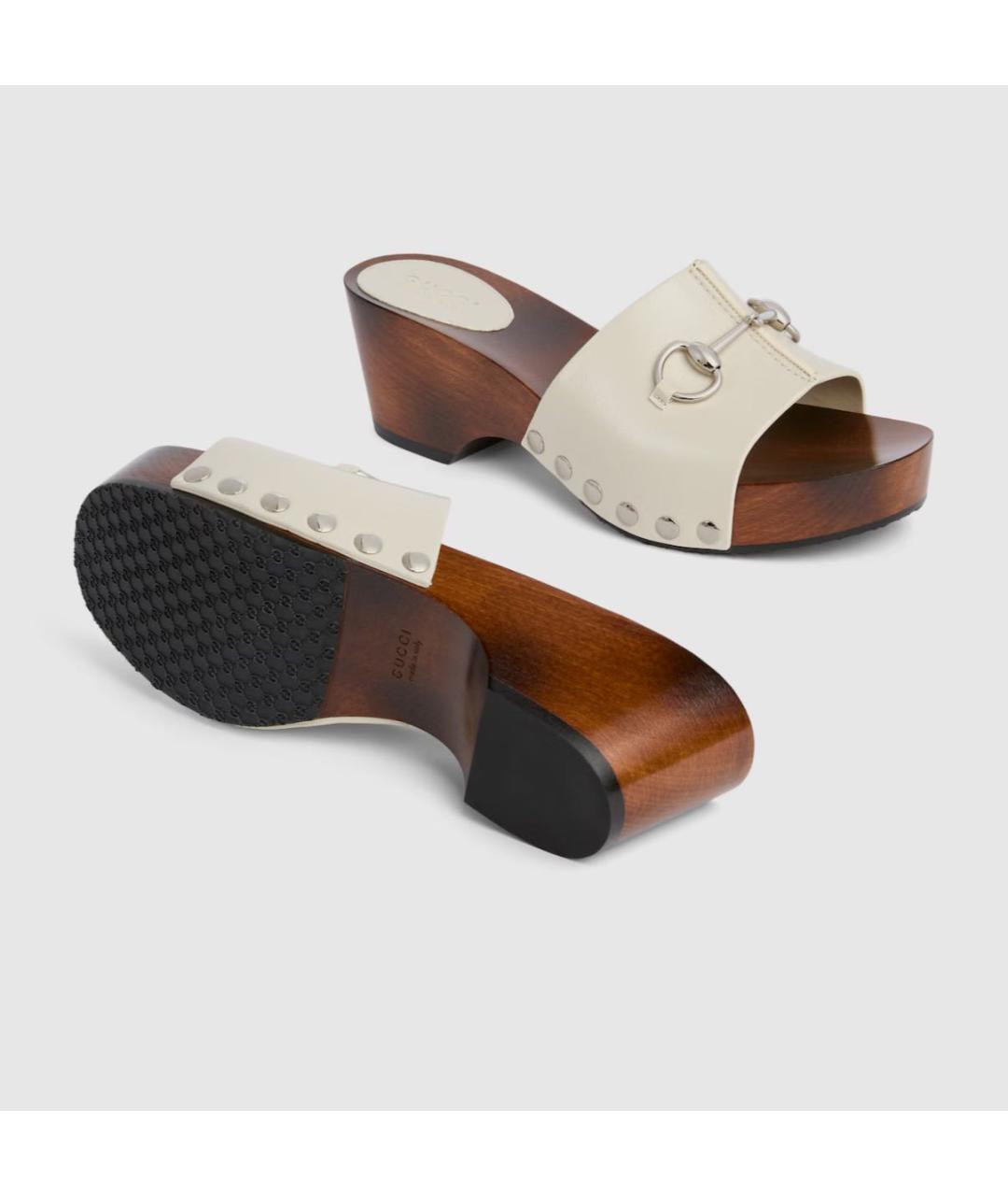 GUCCI Бежевые сабо, фото 6