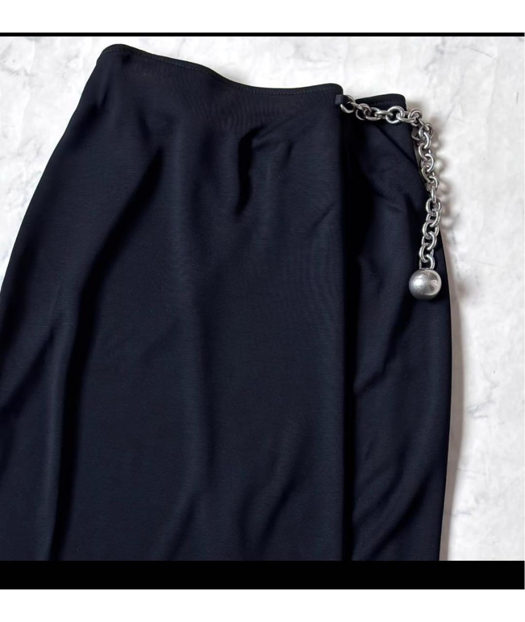 BOTTEGA VENETA Черная вискозная юбка миди, фото 3