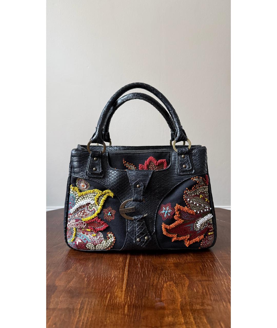 JUST CAVALLI Черная сумка с короткими ручками, фото 6