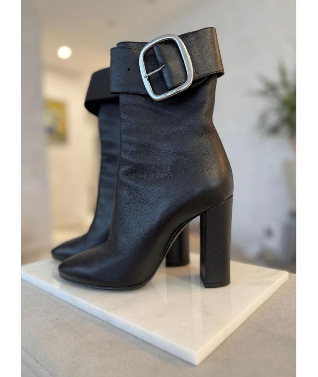 SAINT LAURENT Черные кожаные ботильоны, фото 7