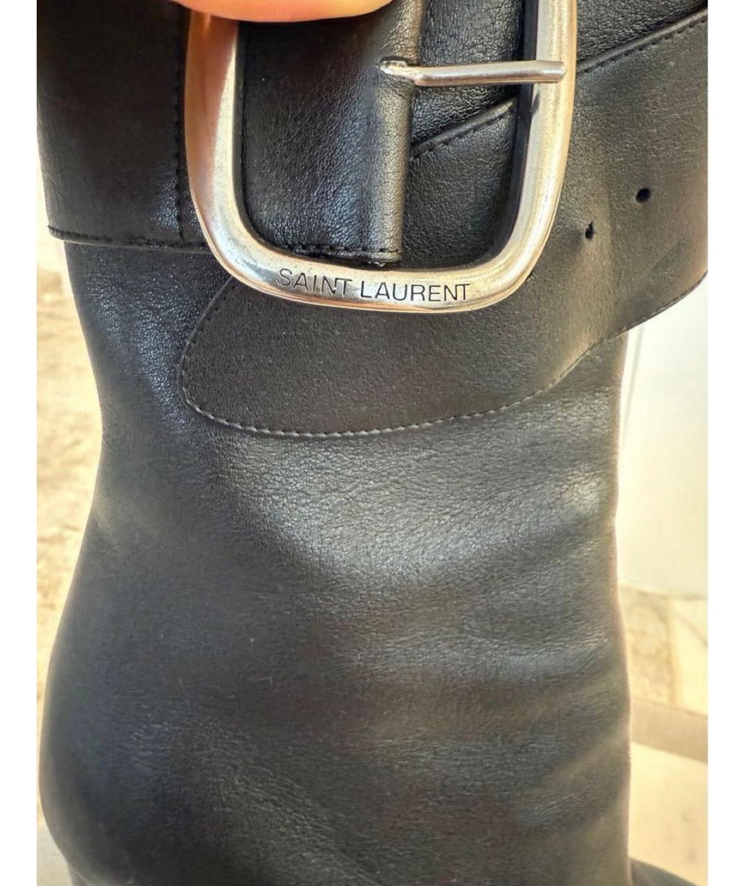 SAINT LAURENT Черные кожаные ботильоны, фото 5