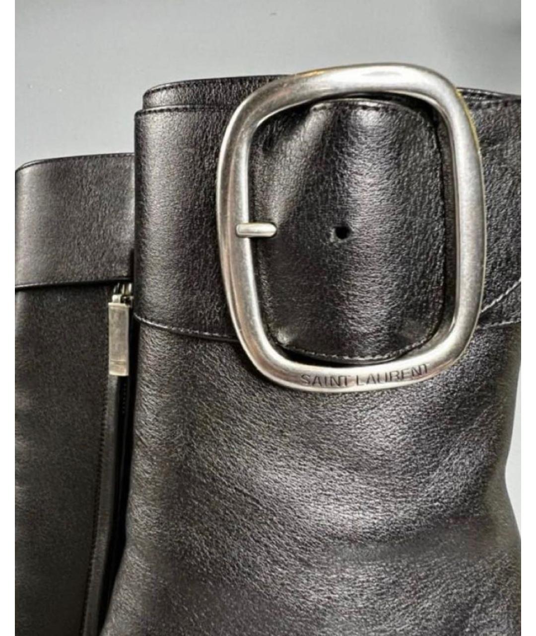 SAINT LAURENT Черные кожаные ботильоны, фото 6