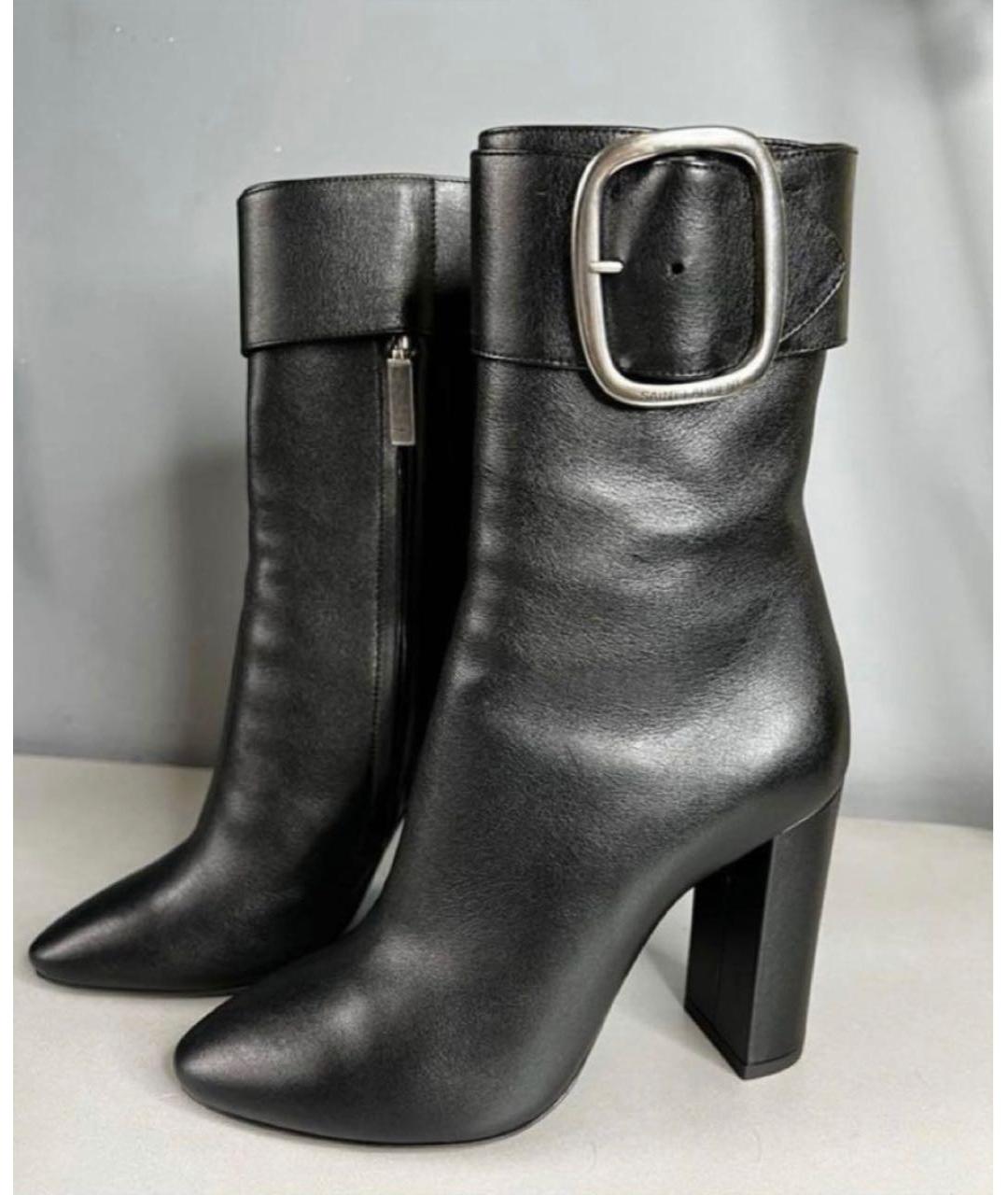 SAINT LAURENT Черные кожаные ботильоны, фото 2
