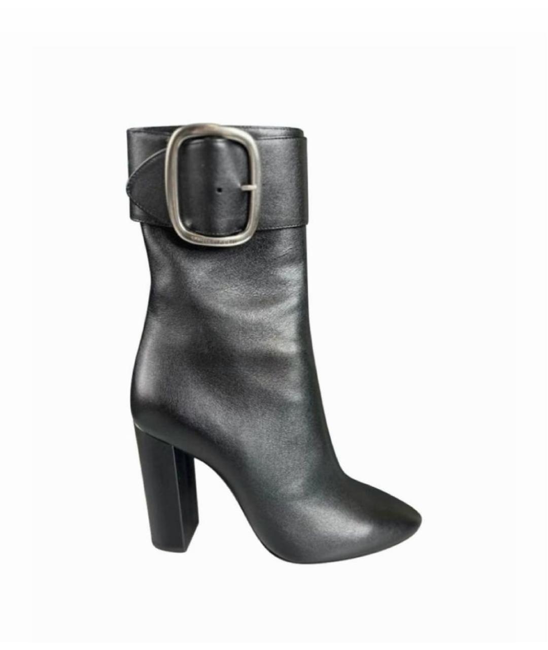 SAINT LAURENT Черные кожаные ботильоны, фото 1