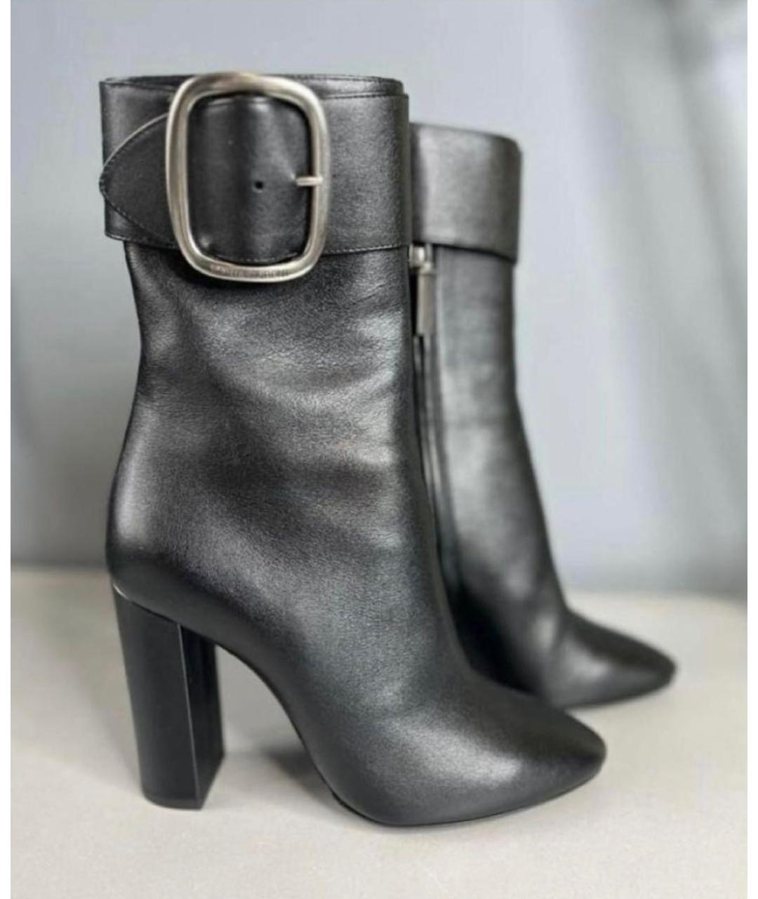 SAINT LAURENT Черные кожаные ботильоны, фото 3