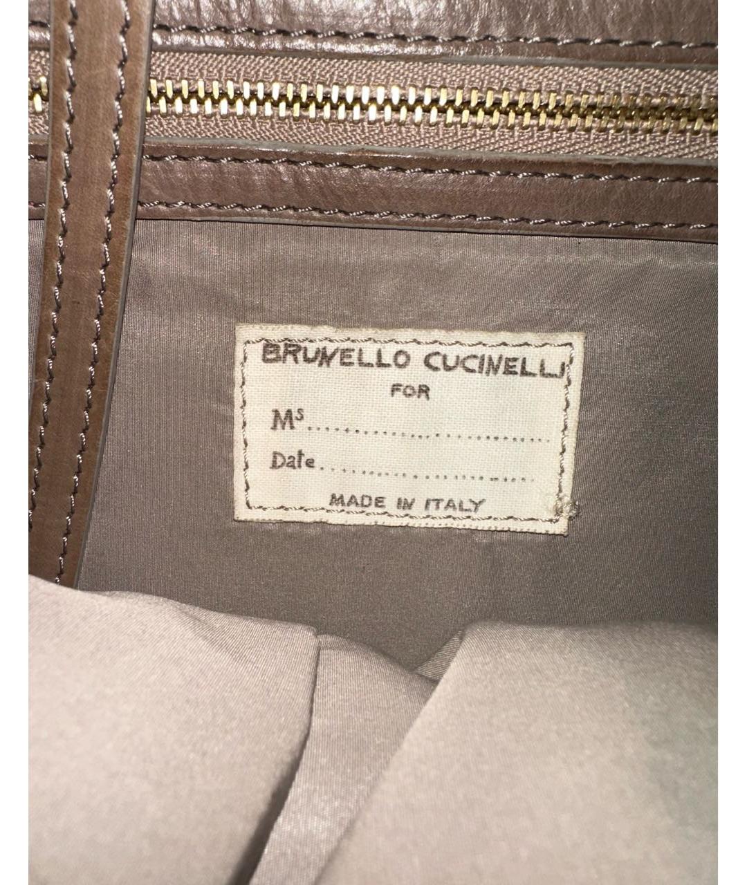 BRUNELLO CUCINELLI Бежевая сумка с короткими ручками, фото 3