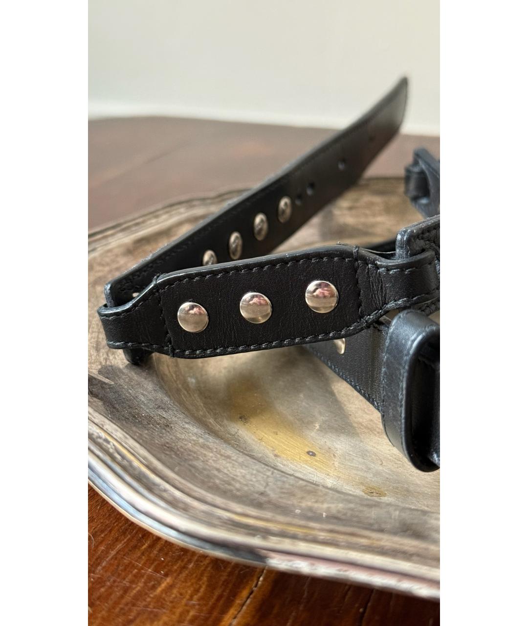 SAINT LAURENT Черный кожаный ремень, фото 3