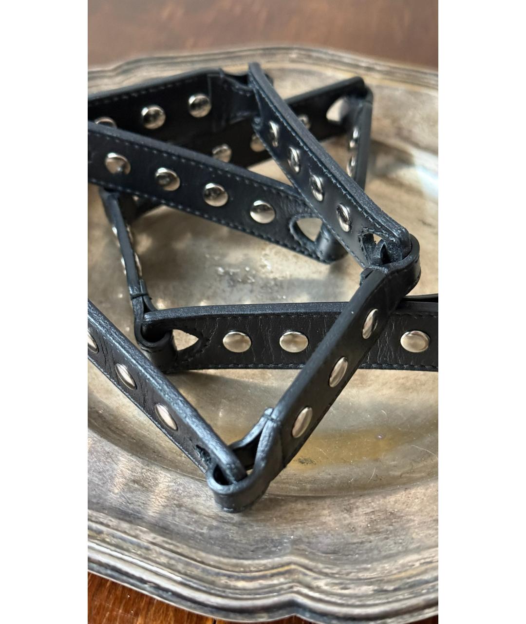 SAINT LAURENT Черный кожаный ремень, фото 4