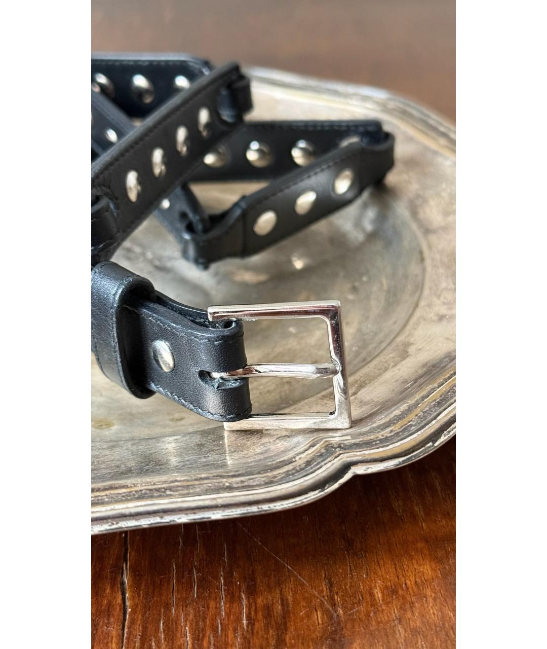 SAINT LAURENT Черный кожаный ремень, фото 2