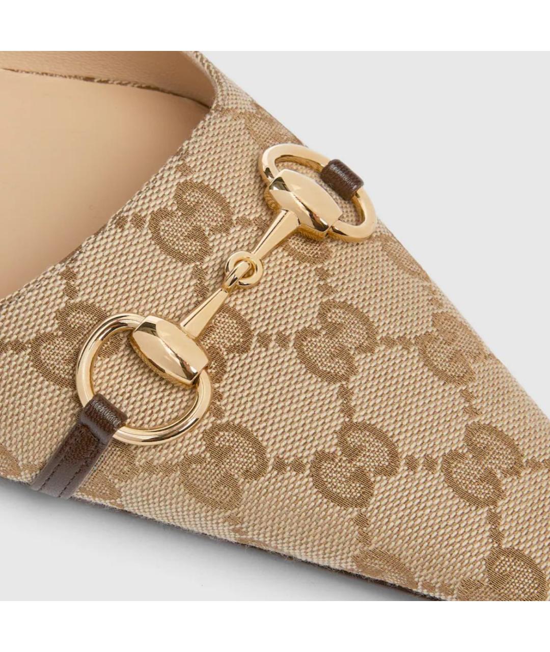 GUCCI Бежевые лодочки на низком каблуке, фото 4