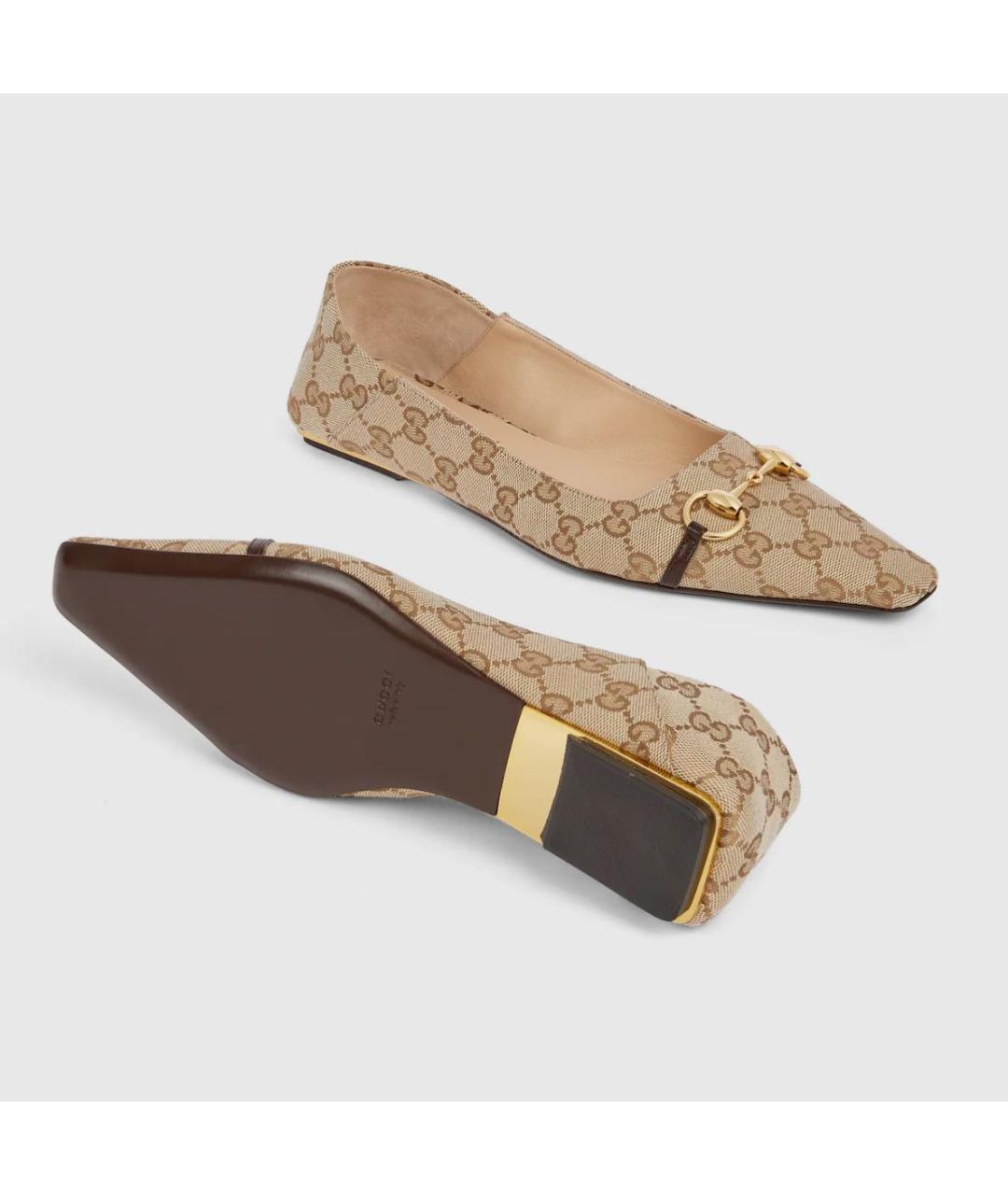 GUCCI Бежевые лодочки на низком каблуке, фото 8