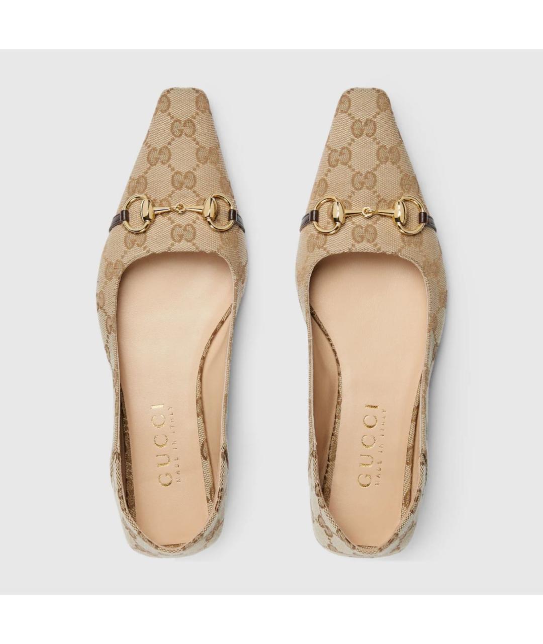 GUCCI Бежевые лодочки на низком каблуке, фото 7